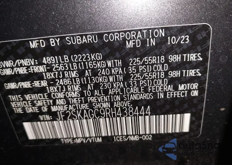 2024 Subaru Forester Sport z USA, uszkodzony, nr VIN JF2SKAGC9RH438444